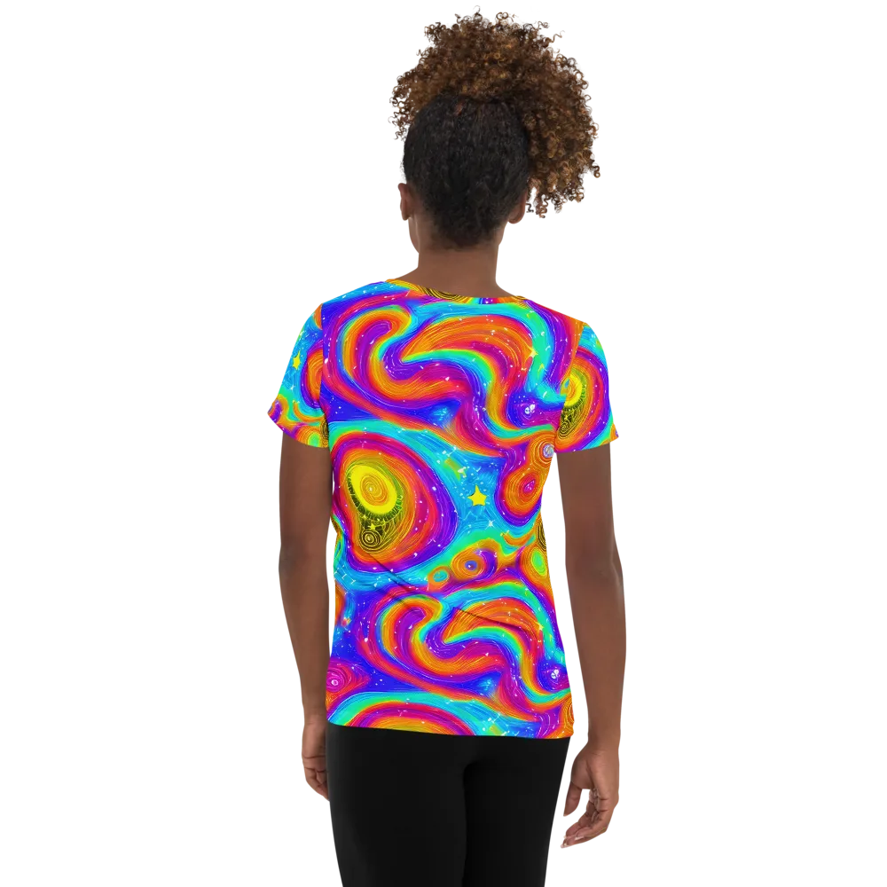 Color Cyclone on Women's Athletic T-Shirt — Back