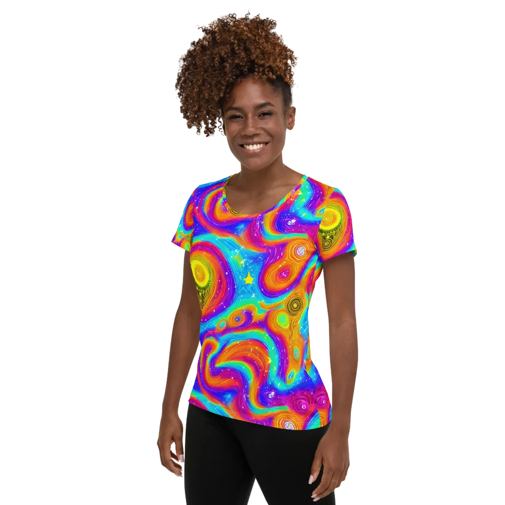 Color Cyclone on Women's Athletic T-Shirt — Left