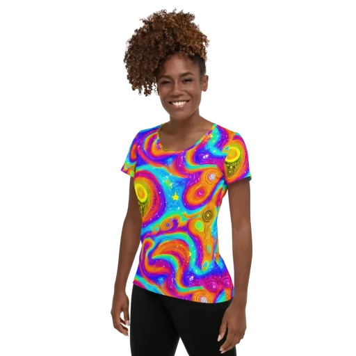 Color Cyclone on a Women's Athletic T-Shirt