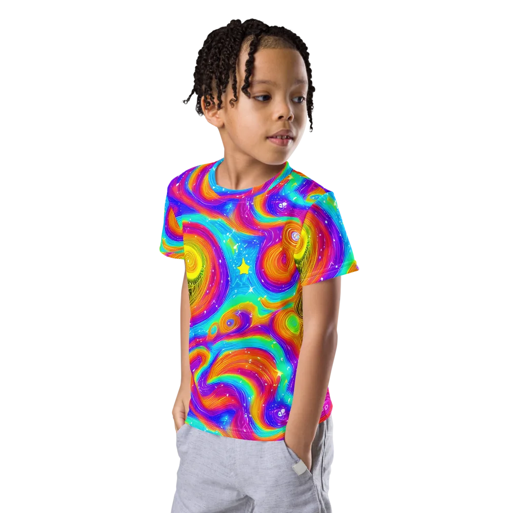 Color Cyclone on Kids Crew Neck T-Shirt — Left Front