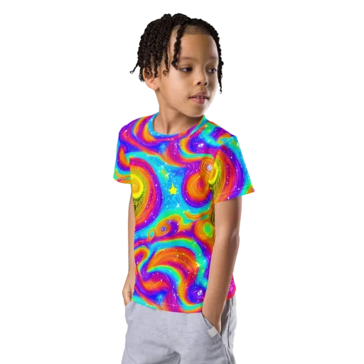 Color Cyclone on a Kids Crew Neck T-Shirt