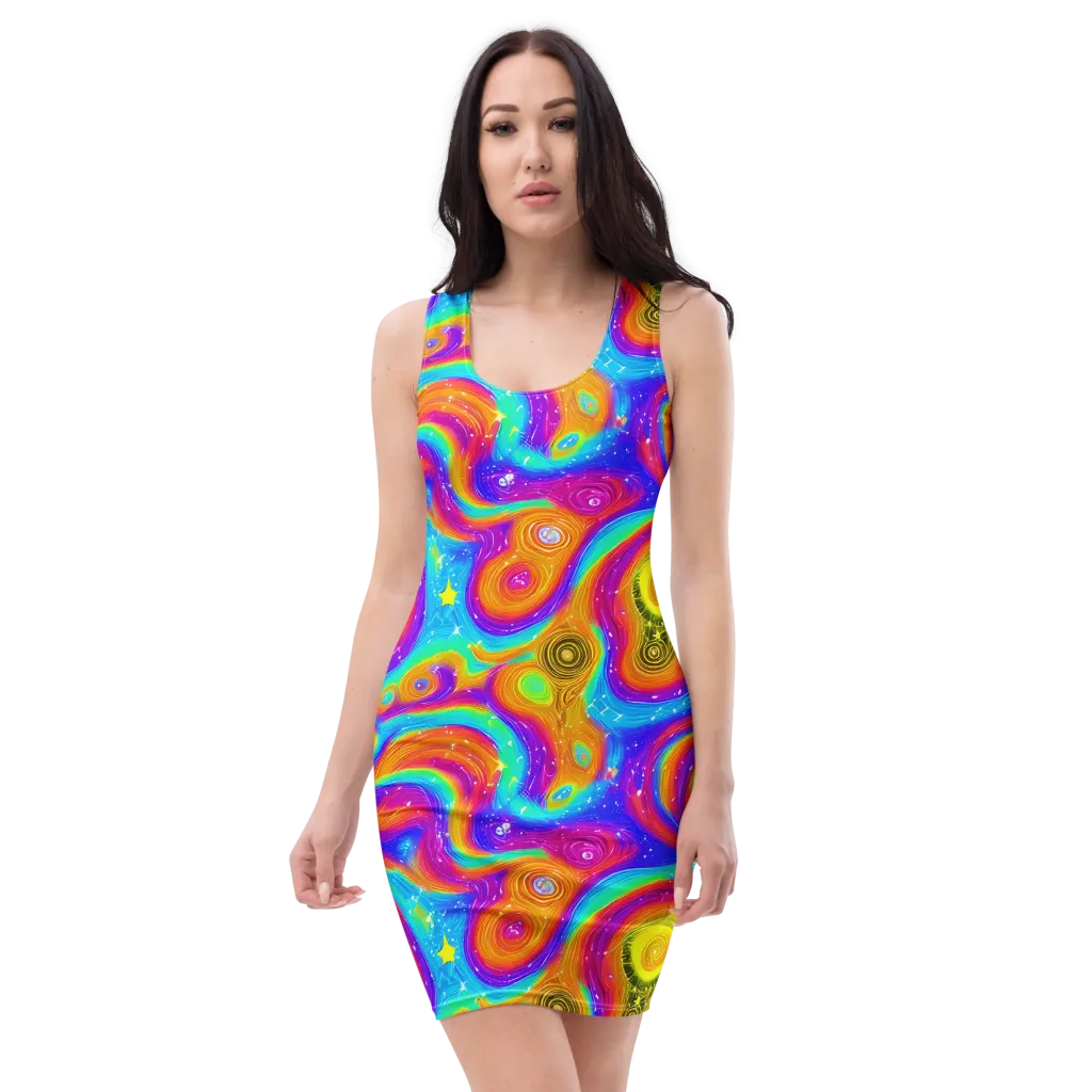 Color Cyclone on Bodycon Dress — Front