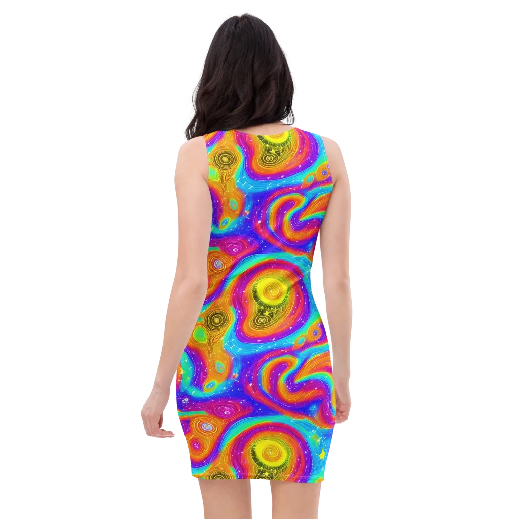 Color Cyclone on Bodycon Dress — Back