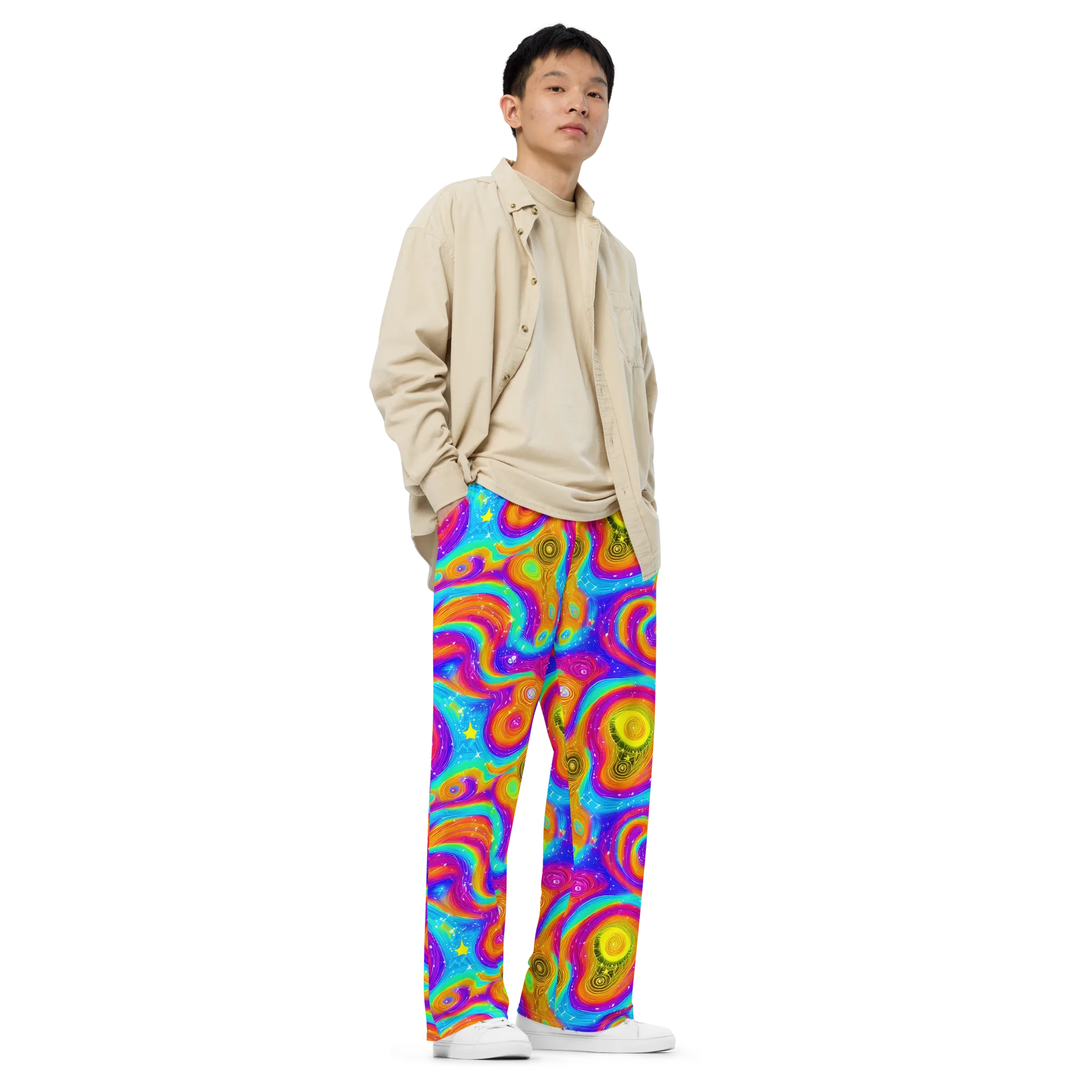 Color Cyclone on Wide-Leg Pants — Right Front