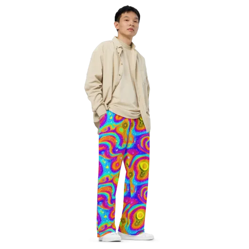 Color Cyclone on a Wide-Leg Pants