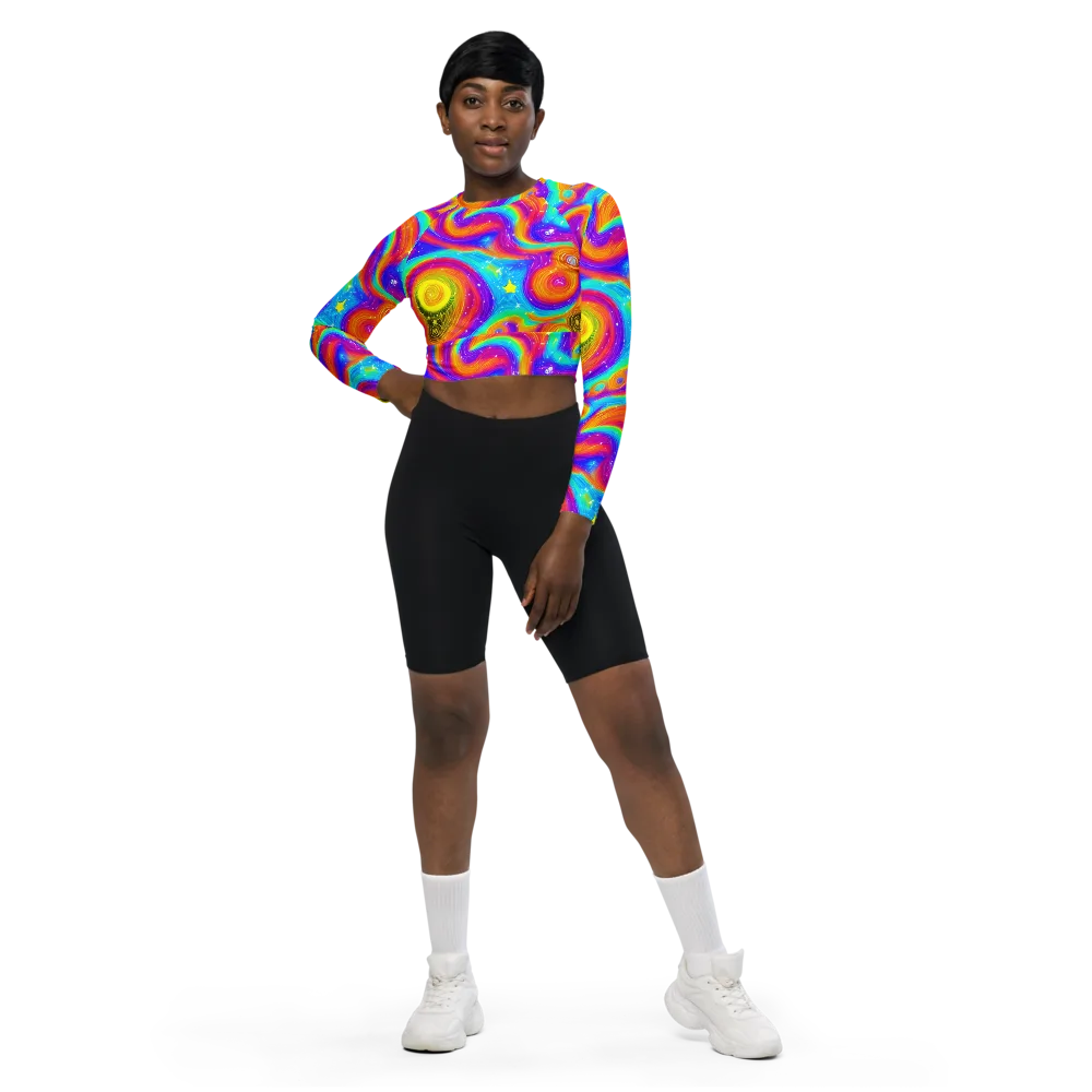 Color Cyclone on Long Sleeve Crop Top — Front