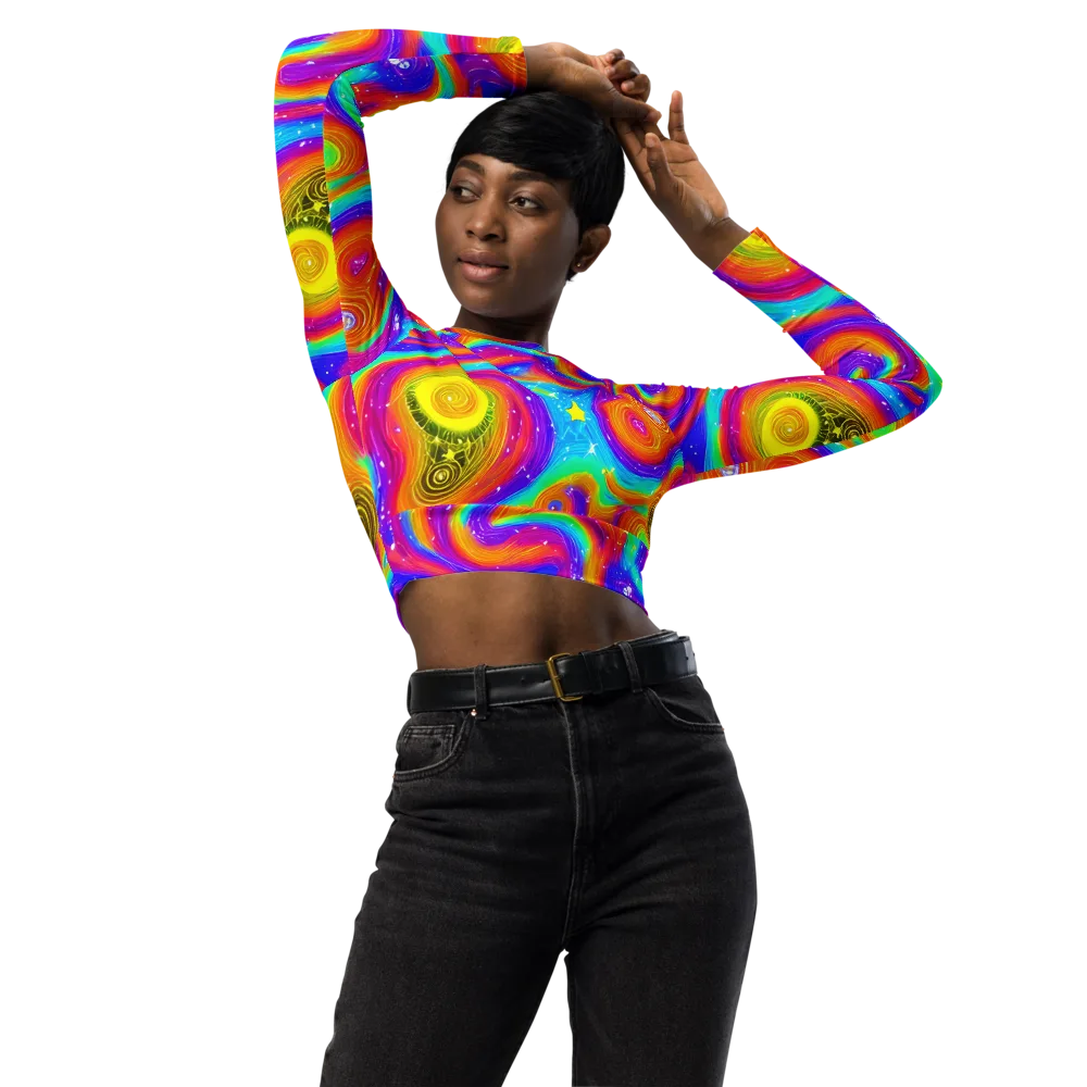 Color Cyclone on Long Sleeve Crop Top — Front