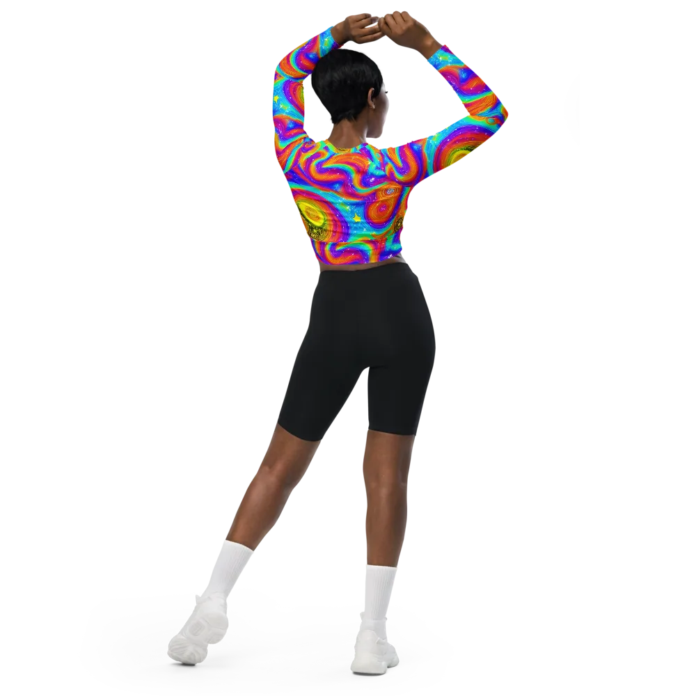 Color Cyclone on Long Sleeve Crop Top — Back
