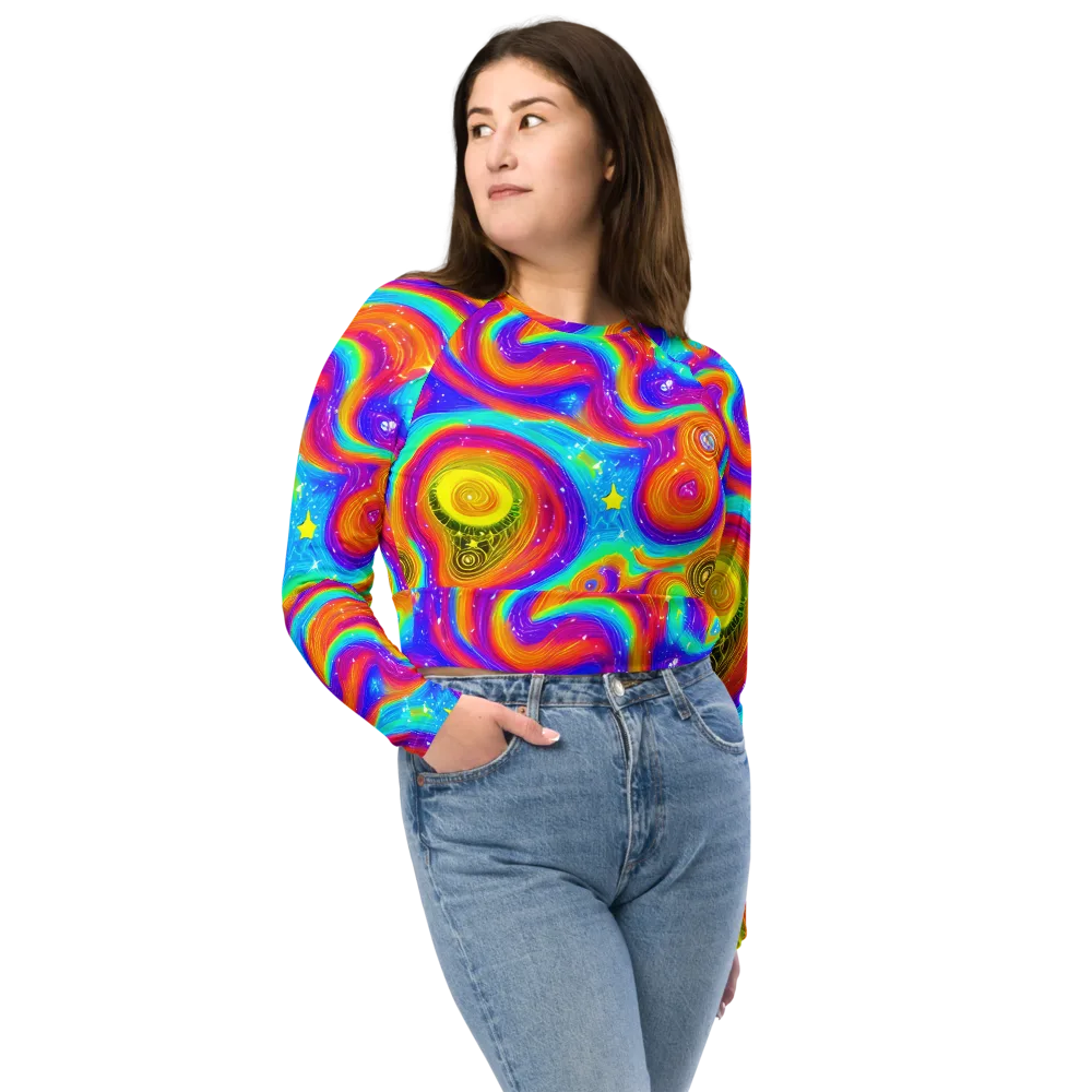 Color Cyclone on Long Sleeve Crop Top — Front