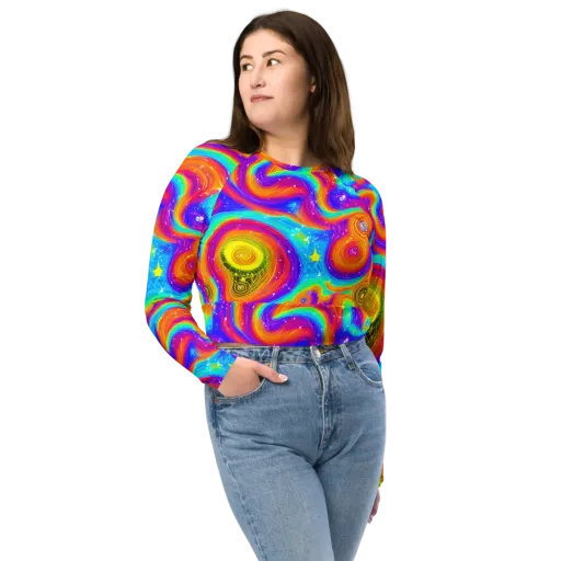 Color Cyclone on a Long Sleeve Crop Top
