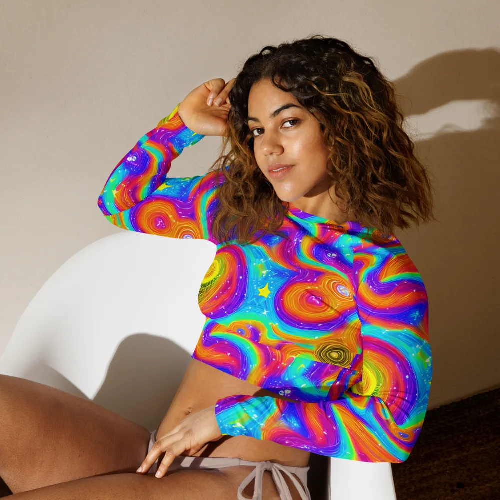 Color Cyclone on Long Sleeve Crop Top — Left Front