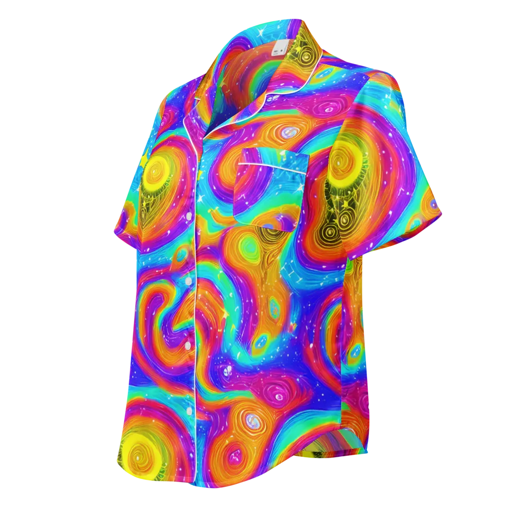 Color Cyclone on Women's Short Sleeve Pajama Top — Left Front