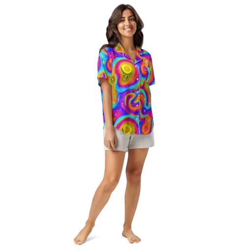 Color Cyclone on a Women's Short Sleeve Pajama Top