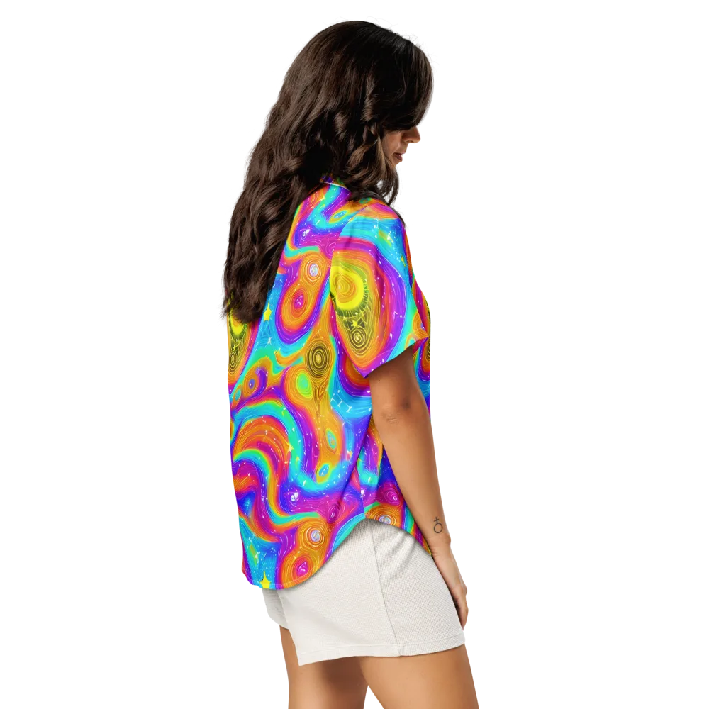 Color Cyclone on Women's Short Sleeve Pajama Top — Right Back