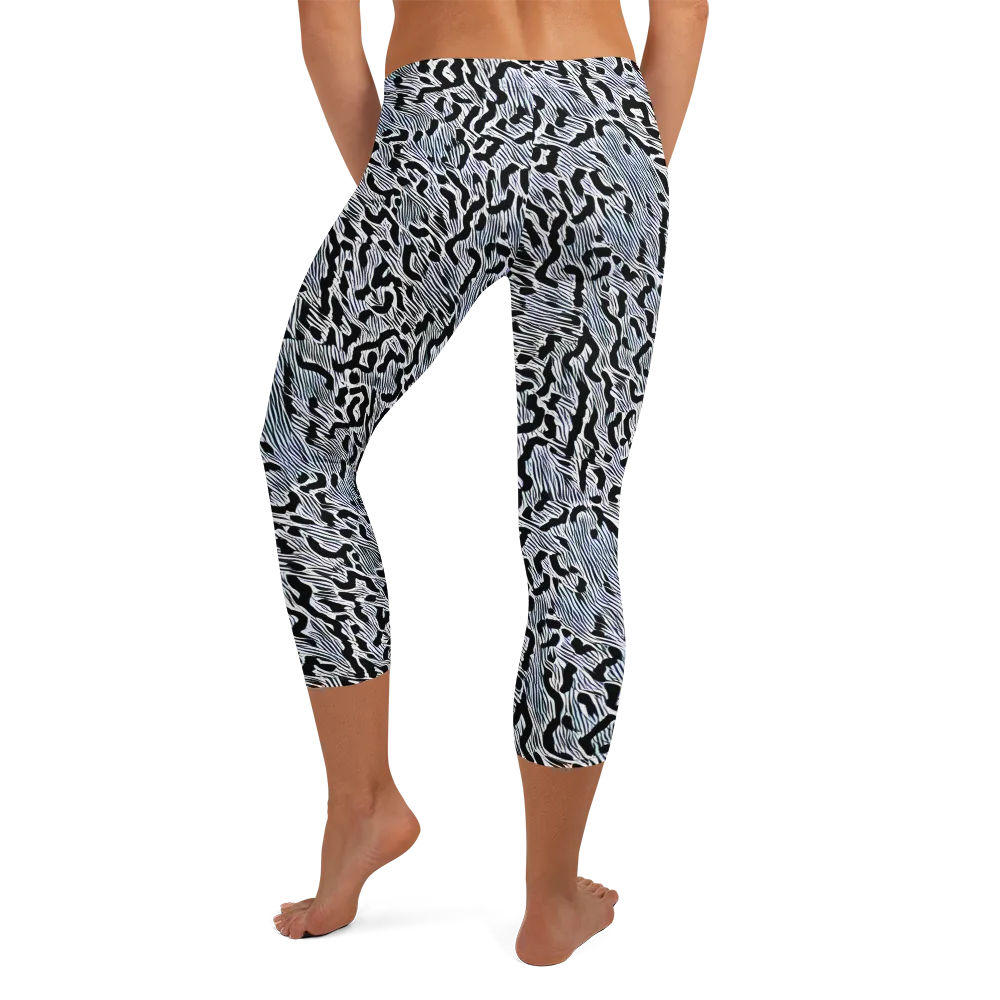 Noir Zebra on Capri Leggings — Back