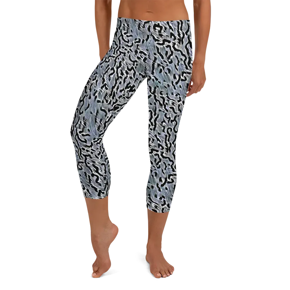 Noir Zebra on Capri Leggings — Front