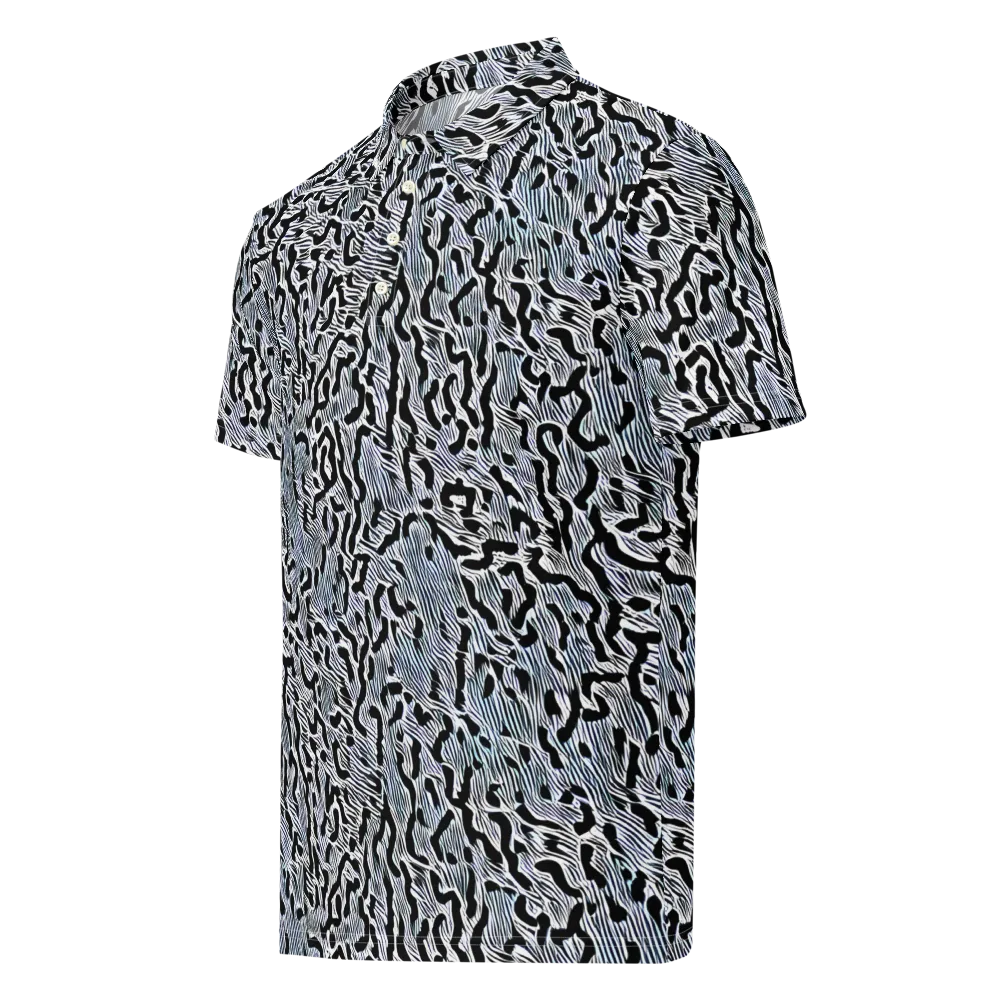 Noir Zebra on Men's Slim Fit Polo Shirt — Left Front