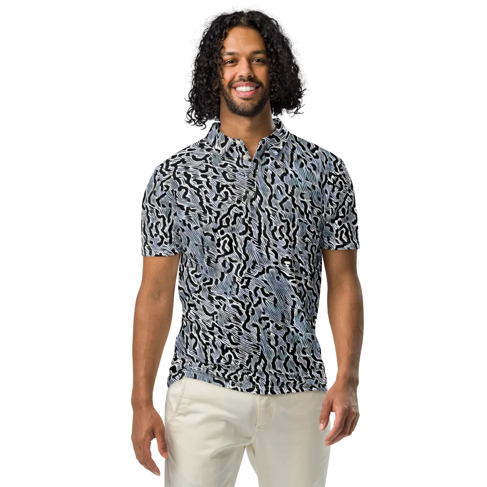 Noir Zebra on Men's Slim Fit Polo Shirt — Front