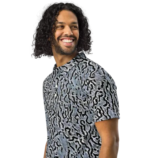 Noir Zebra on a Men's Slim Fit Polo Shirt