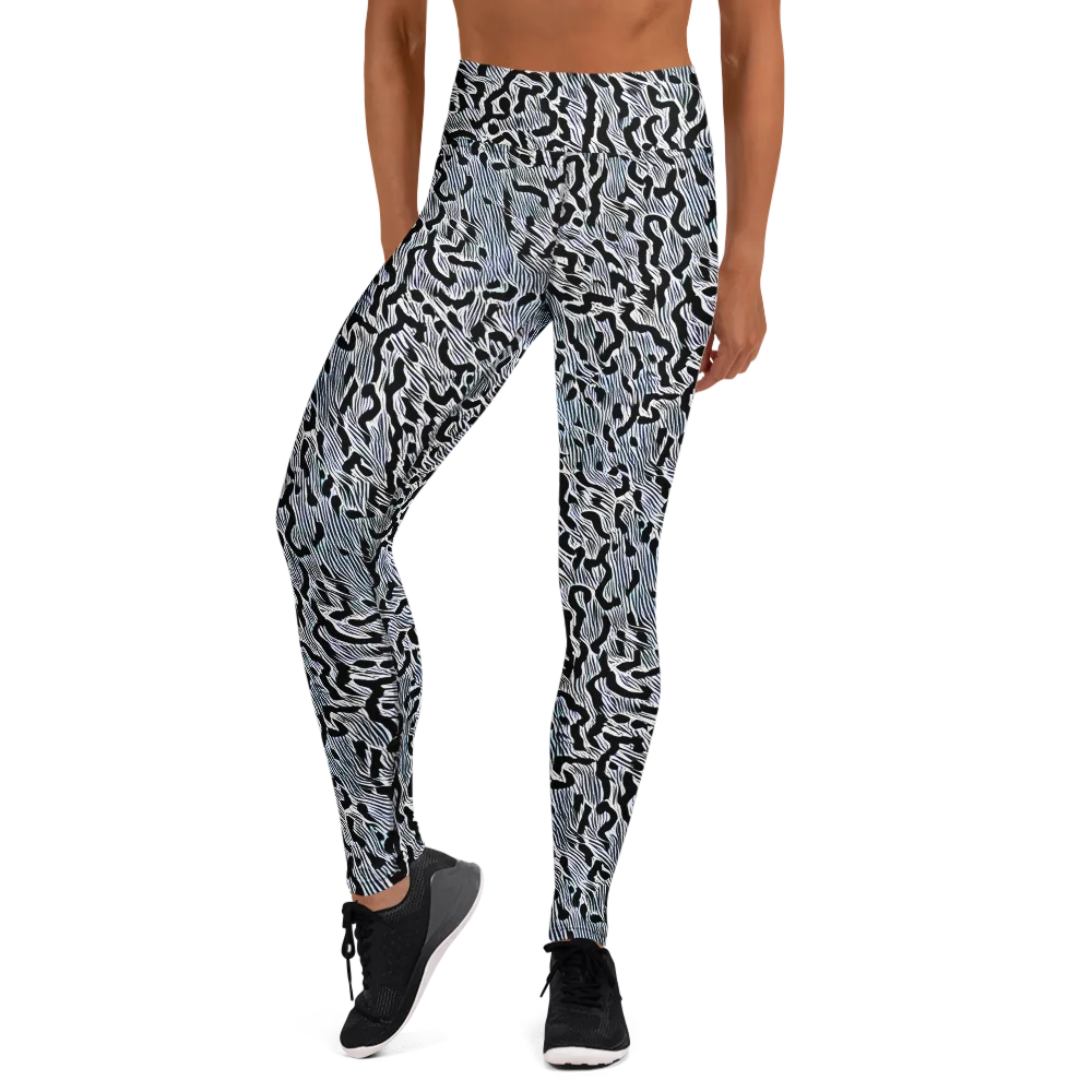 Noir Zebra on Yoga Leggings — Front
