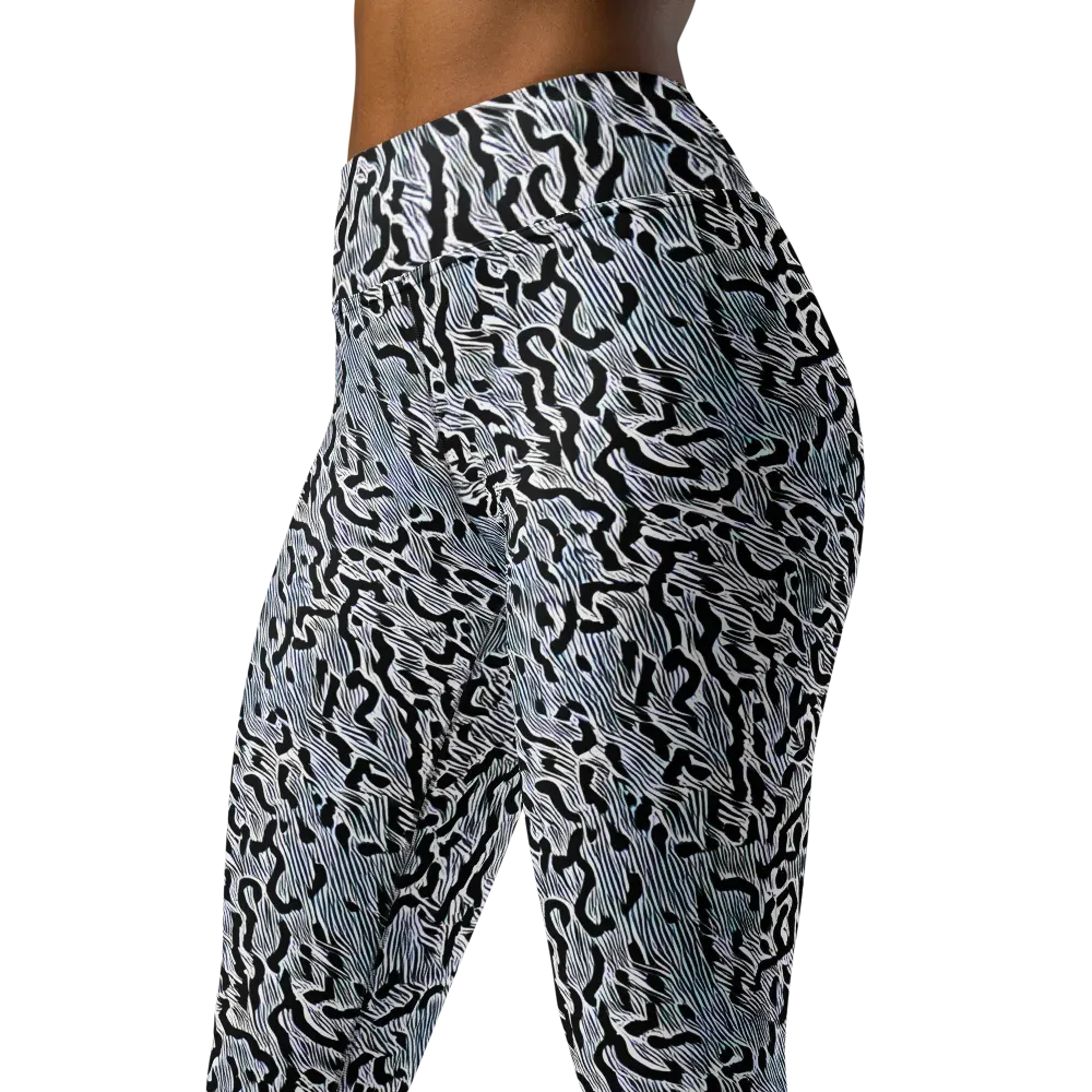 Noir Zebra on Yoga Leggings — Left Front