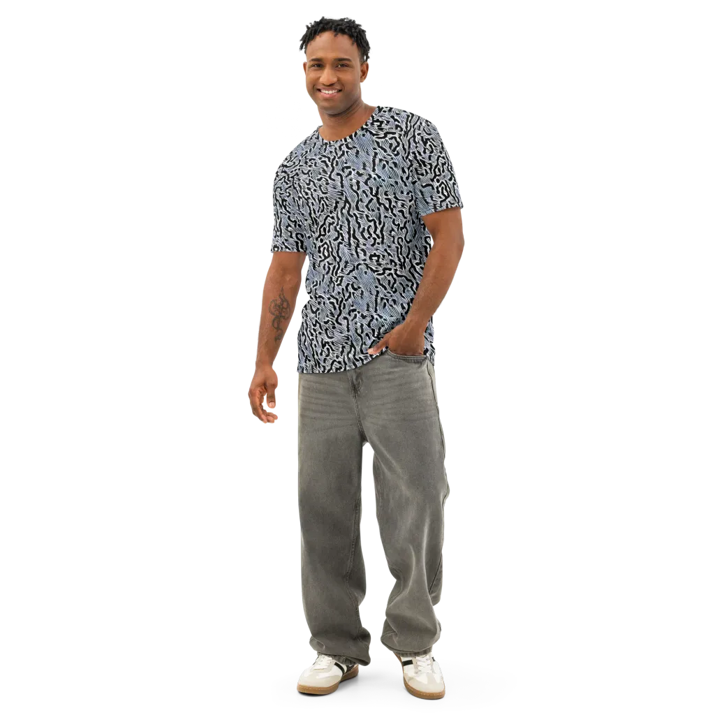 Noir Zebra on Men's Cotton Crew Neck T-Shirt — Front