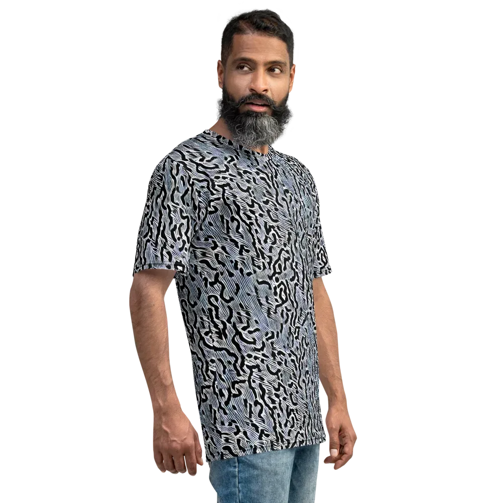 Noir Zebra on Men's Crew Neck T-Shirt — Right