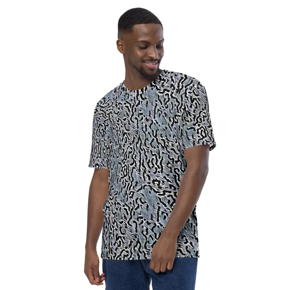 Noir Zebra on Men's Crew Neck T-Shirt — Left