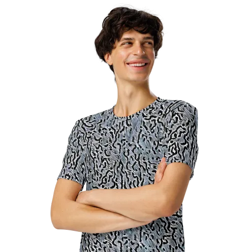 Noir Zebra on a Men's Crew Neck T-Shirt