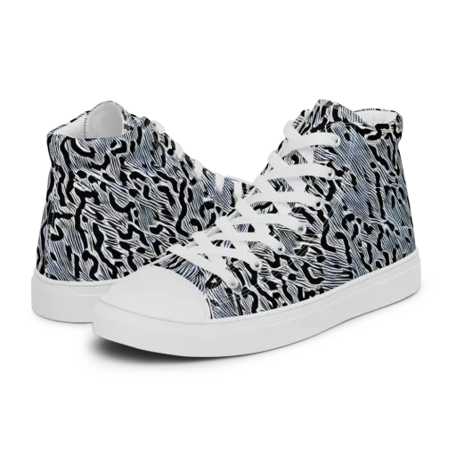 Noir Zebra on a Men's High Top Canvas Shoes