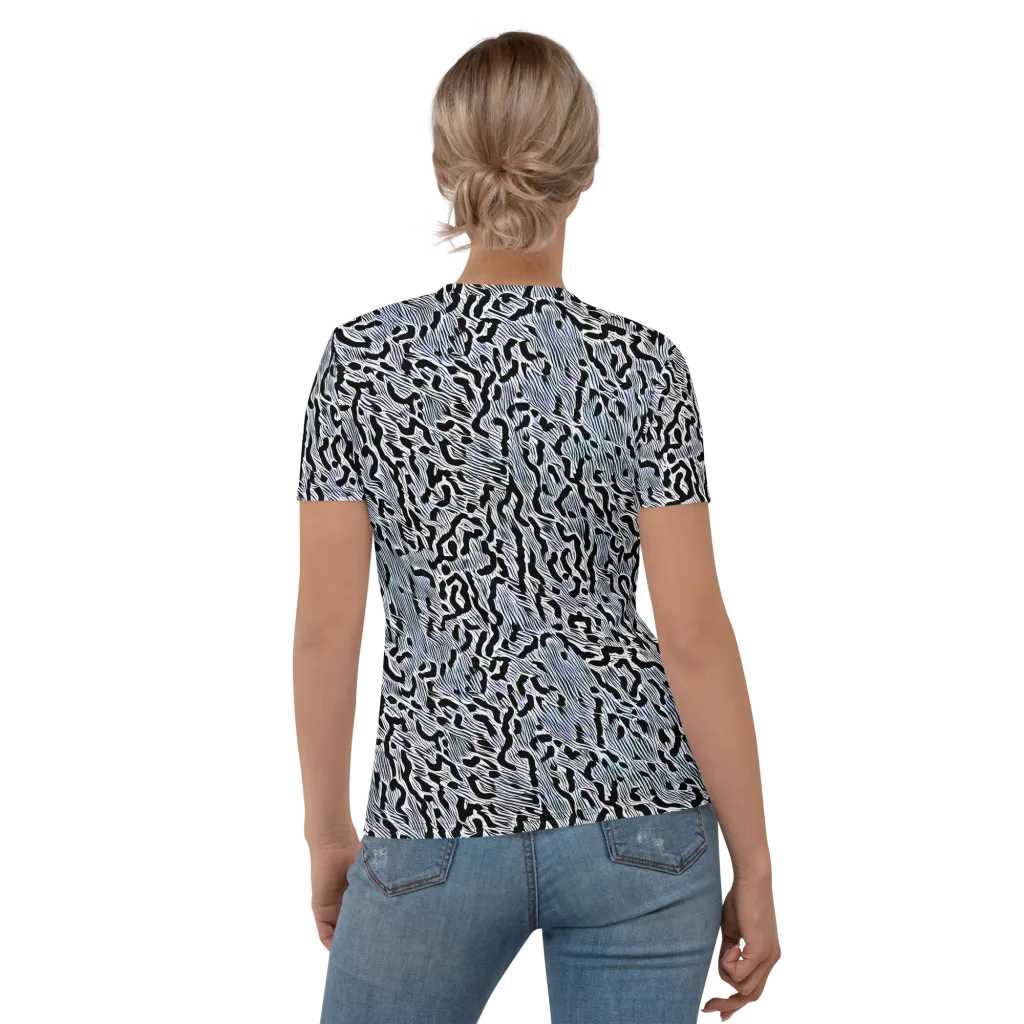Noir Zebra on Women's Crew Neck T-Shirt — Back