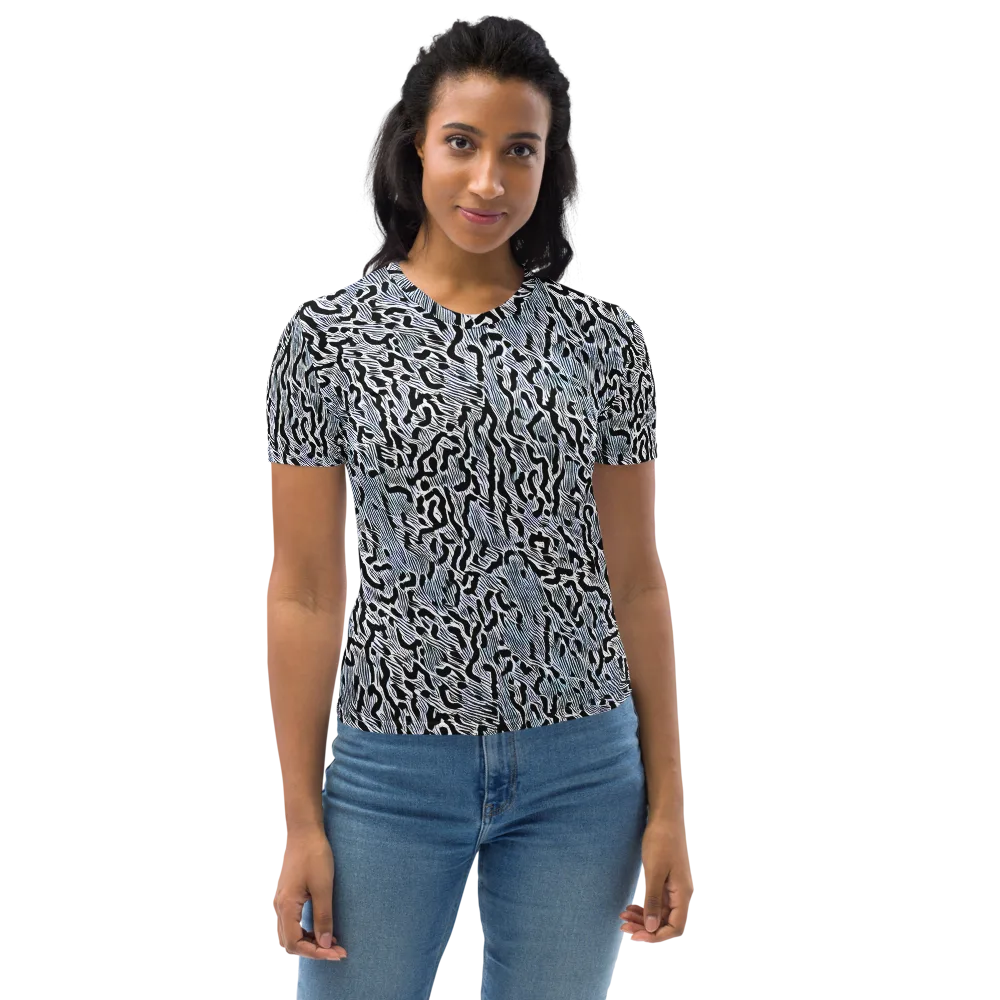 Noir Zebra on Women's Crew Neck T-Shirt — Front
