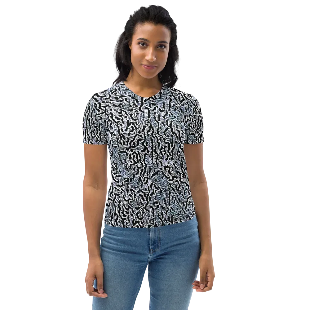 Noir Zebra on Women's Crew Neck T-Shirt — Front