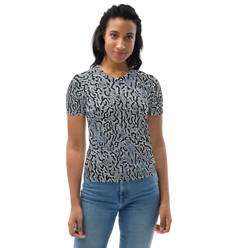 Noir Zebra on a Women's Crew Neck T-Shirt