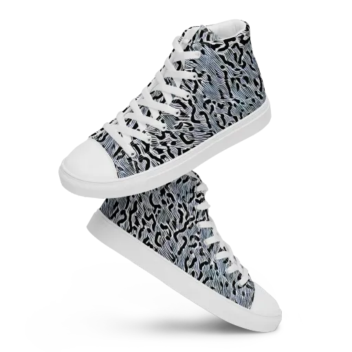 Noir Zebra on a Women's High Top Canvas Shoes