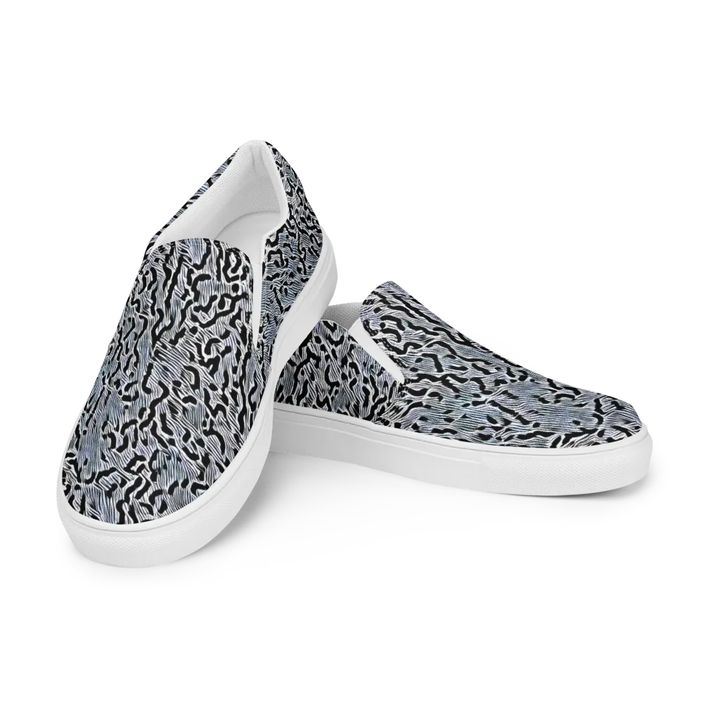 Noir Zebra on Men's Slip-On Canvas Shoes — Left Front