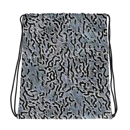 Noir Zebra on a Drawstring Bag
