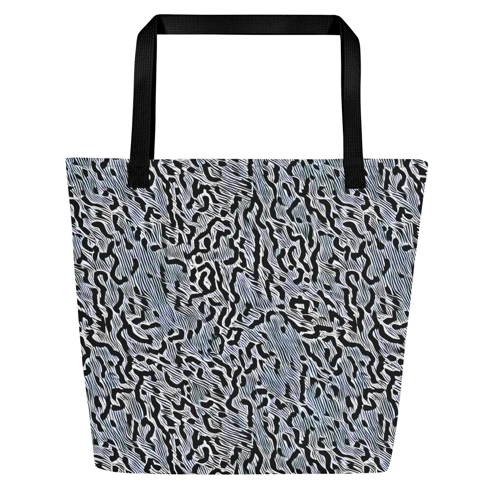 Noir Zebra on Large Tote Bag W/ Pocket — Front