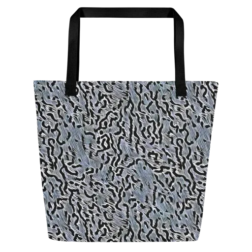 Noir Zebra on a Large Tote Bag W/ Pocket