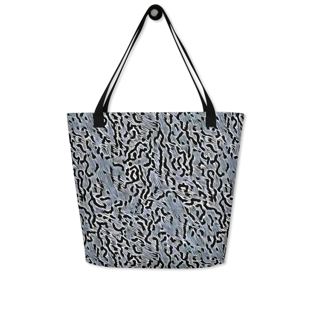 Noir Zebra on Large Tote Bag W/ Pocket — Front