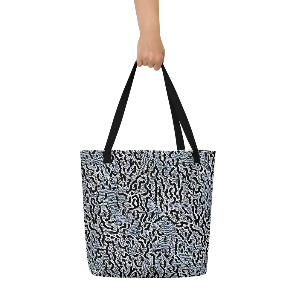 Noir Zebra on Large Tote Bag W/ Pocket — Front