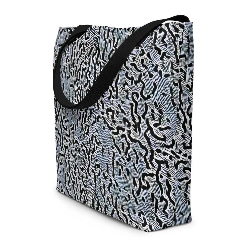 Noir Zebra on Large Tote Bag W/ Pocket — Front