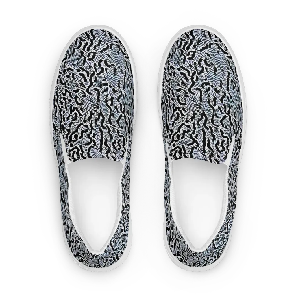 Noir Zebra on Women's Slip-On Canvas Shoes — Front