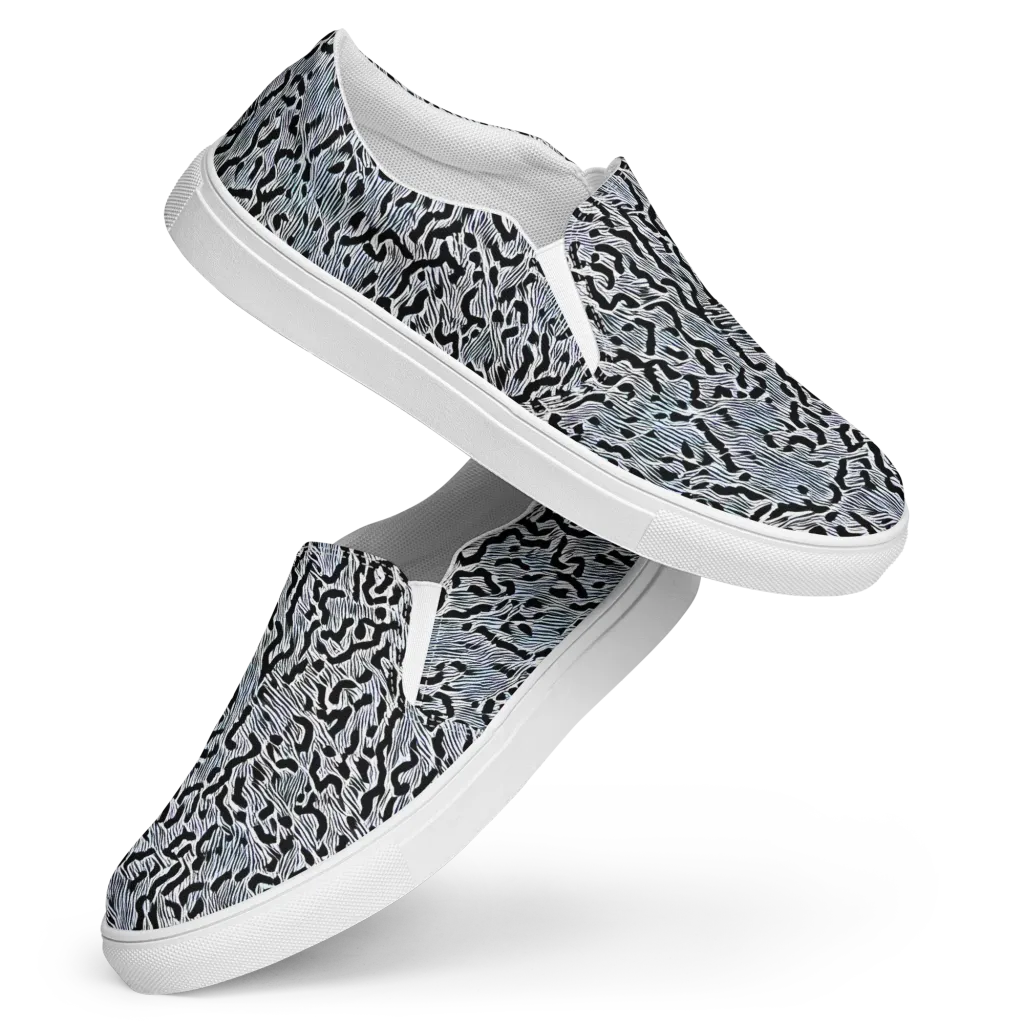 Noir Zebra on Women's Slip-On Canvas Shoes — Front