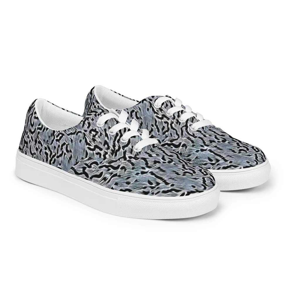 Noir Zebra on Men's Lace-Up Canvas Shoes — Right Front