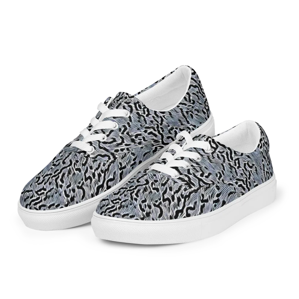 Noir Zebra on Men's Lace-Up Canvas Shoes — Left Front