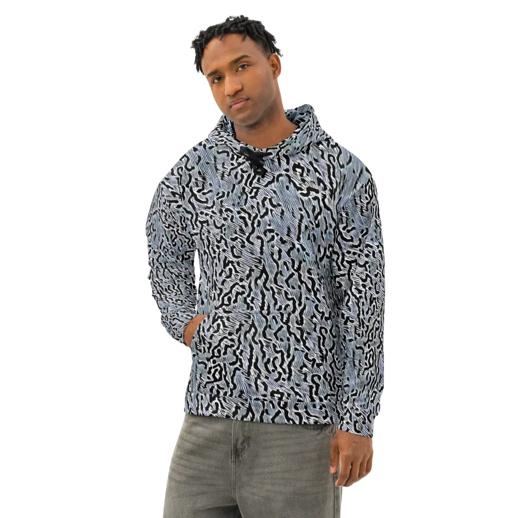 Noir Zebra on Cotton Hoodie — Left Front