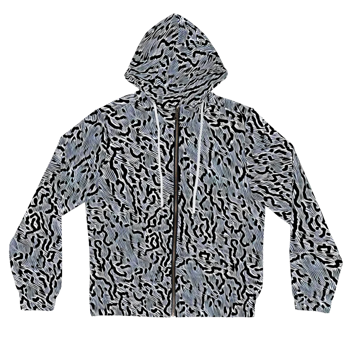 Noir Zebra on Women's Full-Zip Hoodie — Front