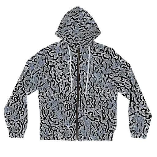 Noir Zebra on a Women's Full-Zip Hoodie