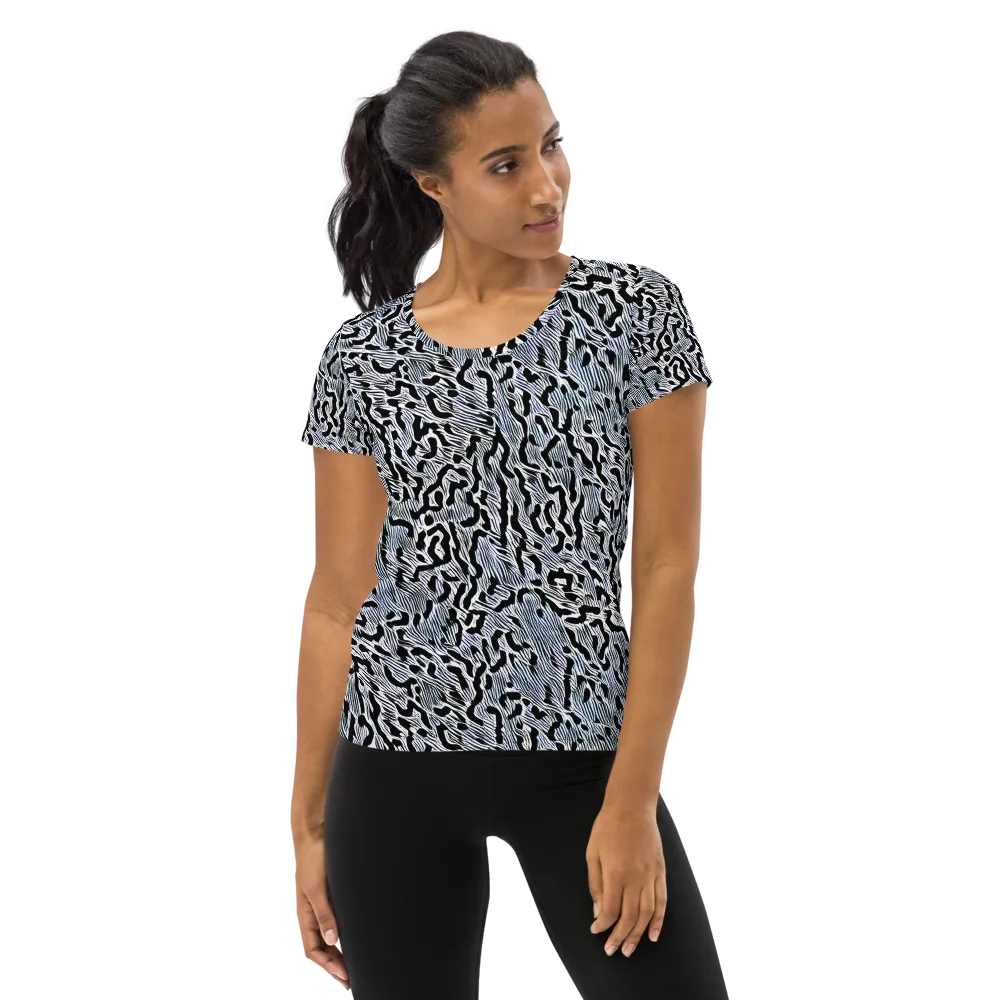 Noir Zebra on Women's Athletic T-Shirt — Front